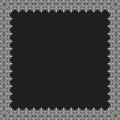 Classic vector square frame with arabesques and orient elements. Abstract ornament with place for text. Vintage black and white pattern