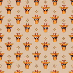 Cute kids pattern for girls and boys. Colorful giraffe on the abstract background create a fun cartoon drawing. The background is made in pastel colors. Urban backdrop for textile and fabric.
