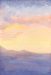 Obraz premium Watercolor seascape. Sunset