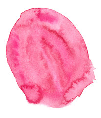 Vivid pink backdrop stain painted in watercolor on clean white background