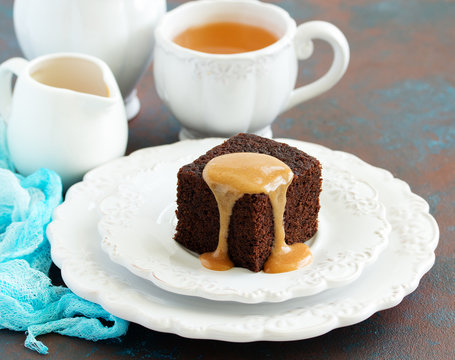 Sticky Date Pudding With Caramel Sauce.