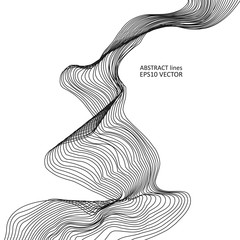 Vector illustration of abstract dynamic lines with noise on white background