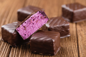 currant souffle candy in chocolate