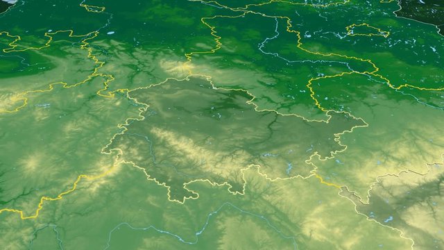 Thuringen - Germany, state extruded. Bumps shaded