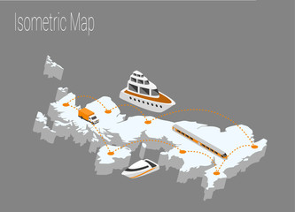 Map United Kingdom isometric concept.