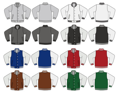 Illustration of baseball jacket / color variations