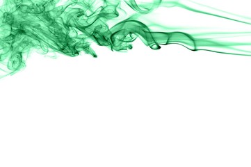 Abstract green smoke on white background, smoke background,green ink background,green, beautiful color smoke