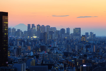 東京・新宿・富士山・夕景