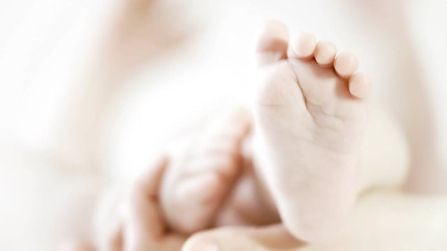 Baby feet on the light background