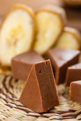 Homemade chocolate fudge with banana flavor