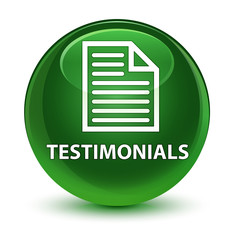 Testimonials (page icon) glassy soft green round button