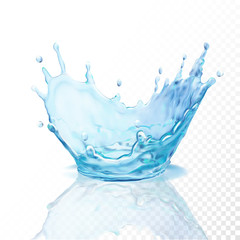 Water crown splash, isolated on transparent background.