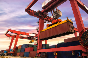 The container was hoisted by the crane