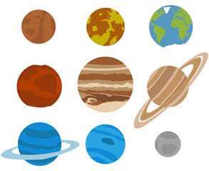 Solar system planets icons