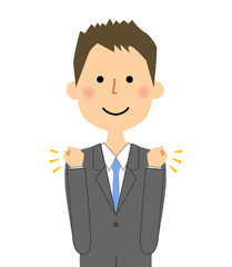 ビジネスマン　ガッツポーズ