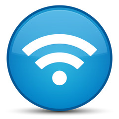 Wifi icon special cyan blue round button