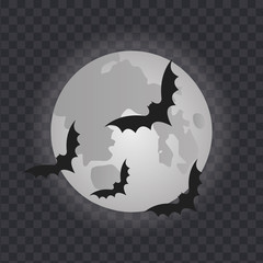 Flying bats on full moon