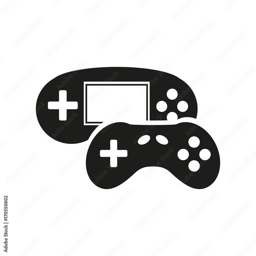 Poster game console and joystick simple icon