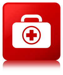 Obraz premium First aid kit icon red square button