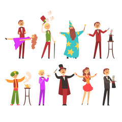 Magician in the circus show magic tricks magic tricks vector