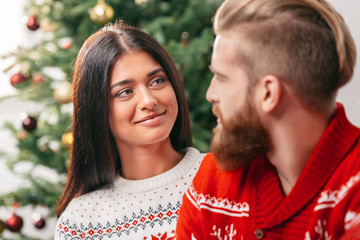 Fototapeta premium happy couple at christmastime
