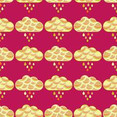 Clouds and rain drops seamless pattern. Textile rapport.