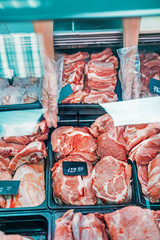 fresh raw meat in supermarket