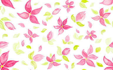 Seamless floral pattern with hand painted watercolor flowers in vintage style