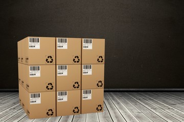 Composite image of digital composite image of cardboard boxes