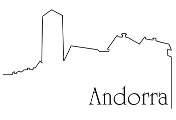 Andorra la Vella city one line drawing background