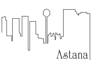 Astana city one line drawing background