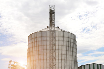 Agricultural Silo. Metal grain facility with silo.