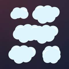 Vector cartoon clouds. Set of white clouds vector