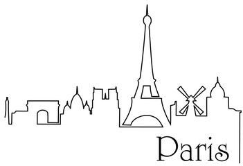 Paris city one line drawing background