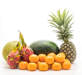 mix fruit isolated on white background