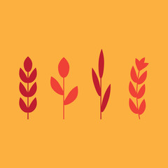 Seaweed set vector illustration. Yellow and brown, red and green aquarium seaweeds biodiversity