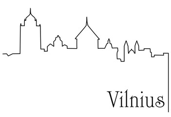 Vilnius city one line drawing background