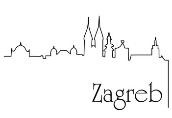  Zagreb city one line drawing background
