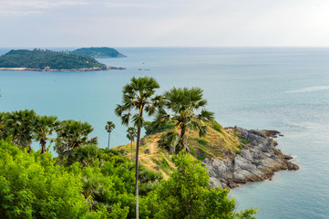 Fototapeta premium Phromthep cape viewpoint with sunset sky in Phuket,Thailand