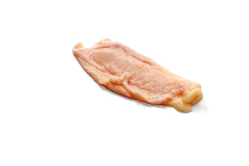raw chicken skin isolated on white background