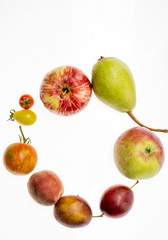 Set of fresh suumer fruits and vegetables, isolated on white
