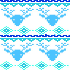 Seamless winter patterns with pixels