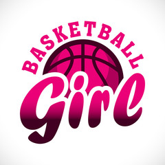 Fototapeta premium logo club basketball féminin femme fille rose