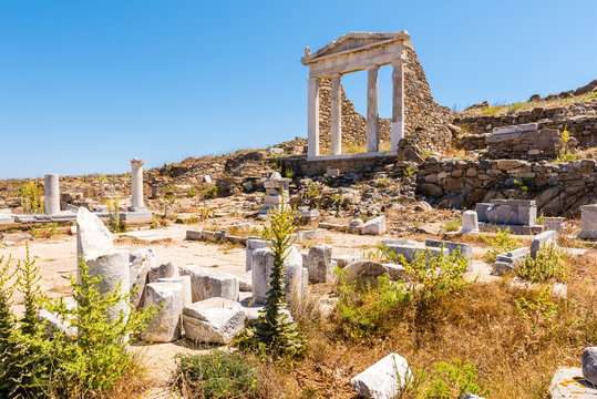 The Temple of Isis in Archaeological Site of Delos island, Cyclades, Greece.	
