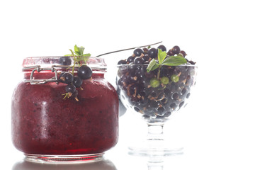 Berry ripe black currant with jam