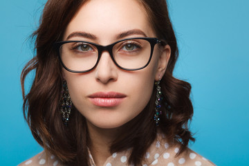 Model posing in eyeglasses