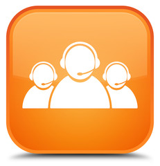 Customer care team icon special orange square button