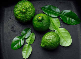 Bergamot on black background.