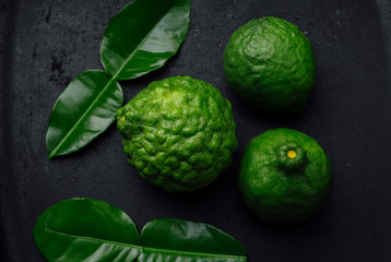 Bergamot on black background.