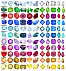 Foto op Plexiglas illustration set of precious stones of different cuts and colors © Olga Naidenova